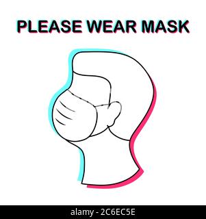 Please Wear a Mask Illustration. No Mask No Entry Policy Sign. Masked Shop Entrance Illustration. Safety measures. (Covid-19 or Coronavirus) Stock Vector