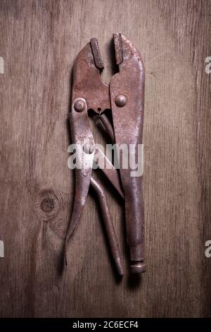 Old Rusted Locking Pliers Stock Photo