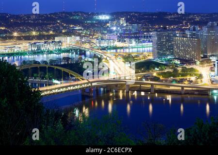 Bridges over the Monongahela River and Allegheny River, Pittsburgh, Pennsylvania, United States Stock Photo