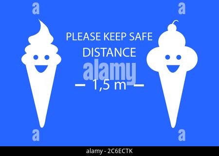 No Mask No Entry Policy Sign. Masked Ice cream Shop Entrance Illustration. Safety measures. (Covid-19 or Coronavirus) Stock Vector