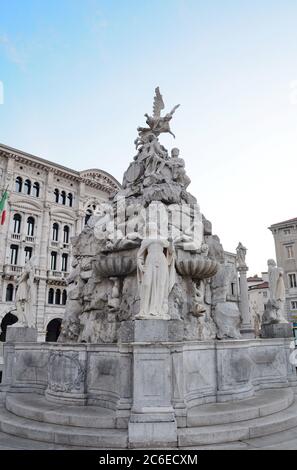 Trieste, Italy - January 13, 2020 : View of Fontana dei Quattro Continenti Stock Photo
