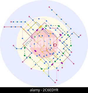 Public transport map, subway plan, fictional vector illustration,free copy space Stock Vector