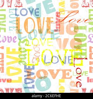 Love , seamless background,vintage and grungy illustration, this vector art can be used as a greeting card for wedding, engagement, valentines day. Stock Vector