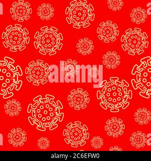 Seamless pattern with coronavirus. Simple flat design. Background for template medical theme Covid 19, Coronavirus 2019-nCoV. Fashionable red Backdrop Stock Vector