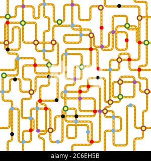 public transport or tube map (fictional), seamless pattern, vector Stock Vector