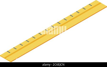 Wood ruler icon, isometric style Stock Vector