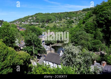 View of Matlock Bath on the river Derwent, Peak District National Park, Derbyshire Dales, England, UK Stock Photo