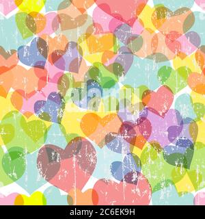 Love , seamless background,vintage and grungy illustration, this vector art can be used as a greeting card for wedding, engagement, valentines day. Stock Vector