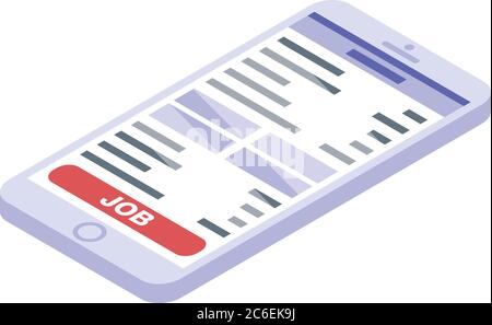 Smartphone job search icon, isometric style Stock Vector