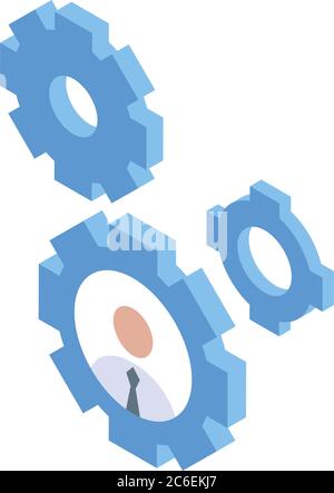Recruiter gear system icon, isometric style Stock Vector