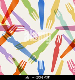 seamless background with forks for french fries, vector illustration Stock Vector
