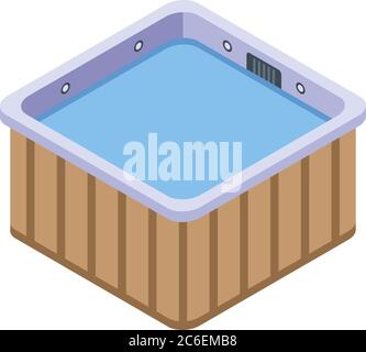 Square jacuzzi icon, isometric style Stock Vector
