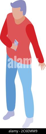 Testing smartphone software icon, isometric style Stock Vector