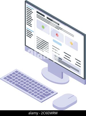 It administrator desktop computer icon, isometric style Stock Vector