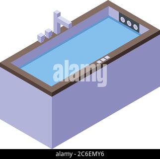 Jacuzzi bathtub icon, isometric style Stock Vector