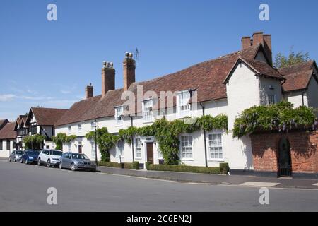 A row of cottages in Stratford upon Avon in Warwickshire in the UK, taken 22nd June 2020. Stock Photo