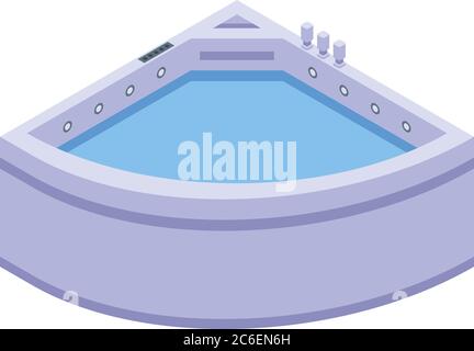 Corner jacuzzi icon, isometric style Stock Vector