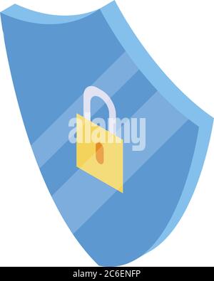 Secured shield testing software icon, isometric style Stock Vector
