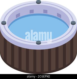 Round jacuzzi icon, isometric style Stock Vector