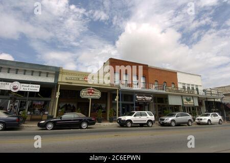 Weatherford, Texas July 18, 2005: Views of the courthouse square in downtown Weatherford (population 20,150). It shows a vibrant and thriving business district in a small Texas city. ©Bob Daemmrich Stock Photo