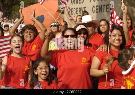 Austin, TX: March 31, 2005. Homecoming celebration for the 123rd Weapons Company, United States Marine Reserve unit from Camp Mabry, Texas. ©Bob Daemmrich/