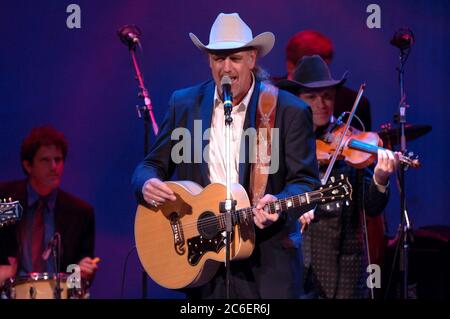 Austin, Texas April 5, 2005: Singer Ray Benson of Asleep at the Wheel performs at 2005 Texas Medal of Arts Awards Ceremony at Austin's Paramount Theater. ©Bob Daemmrich Stock Photo