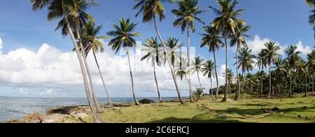 Tropical Beach and Ocean island setting in Samana, Dominican Republic. Stock Photo