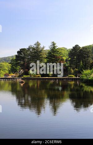 Spring view of the River Gardens, river Derwent, Belper town, Amber Valley, Derbyshire Dales, England, UK Stock Photo