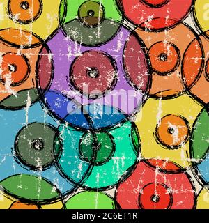 seamless retro vinyl records background,grungy vector Stock Vector