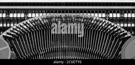 Keys of a manual typewriter (black and white image) Stock Photo