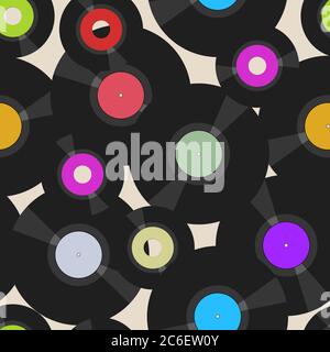 seamless vinyl records pattern, vector illustration,fictional artwork Stock Vector