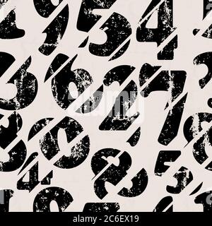 abstract numbers, seamless grungy background pattern,vector illustration Stock Vector