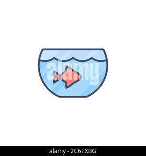 Aquarium with fish vector icon symbol isolated on white background Stock Vector