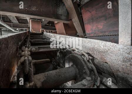 conveyor belt in a coal mine Stock Photo