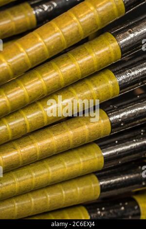 spindles for thread and use in looms Stock Photo