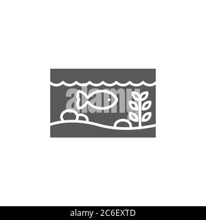 Aquarium with fish vector icon symbol isolated on white background Stock Vector