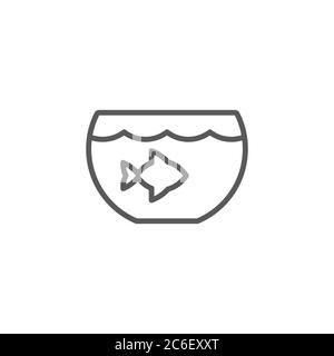 Aquarium with fish vector icon symbol isolated on white background Stock Vector