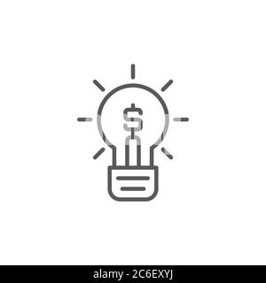 Business idea lamp vector icon symbol isolated on white background Stock Vector