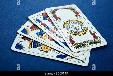 Dubrovnik, Croatia; March 2020 Triestine, Briscola playing cards. Traditional Italian card game. Stock Photo