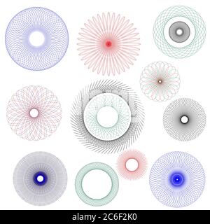 A vector illustration of spirographs in various forms and colours Stock Vector