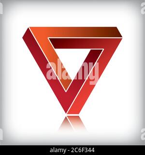 Impossible triangle, optical illusion. Stock Vector