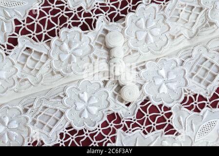 Handmade button knot on a Chinese silk embroidery background Stock Photo