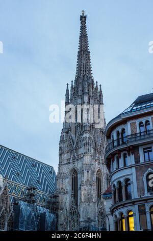 View of St. Stephen's Cathedral (Stephansdom) in Vienna Old Town, Austria Stock Photo