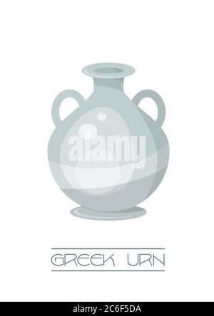 Classical style Greek Urn, Glossy style in grey tones. EPS10 vector format. Stock Vector