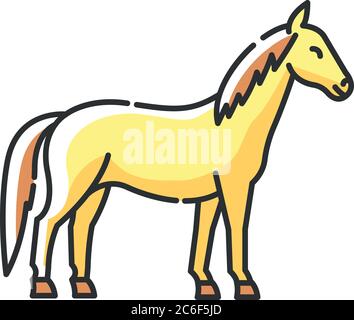 Horse RGB color icon. Wild stallion, common steed, mare. Equestrian sport, horse breeding. Purebred racehorse, untamed mustang isolated vector illustr Stock Vector
