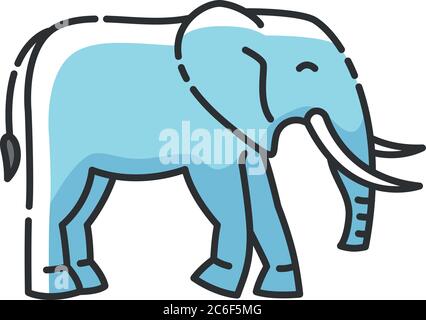 Elephant RGB color icon. Large land animal, exotic wildlife. African savanna, Indian fauna. Huge mammal with long trunk and tusks isolated vector illu Stock Vector