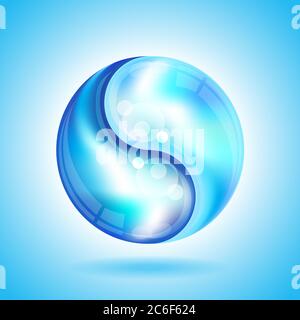 Two water drops forming the shape of a Yin Yang. EPS10 vector format. Stock Vector