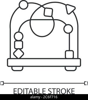 Bead maze toy pixel perfect linear icon. Roller coaster toys. Shape and color recognition game. Thin line customizable illustration. Contour symbol. V Stock Vector