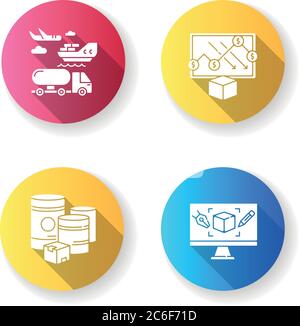 Assembly-line work line icons collection. Conveyor, Production ...