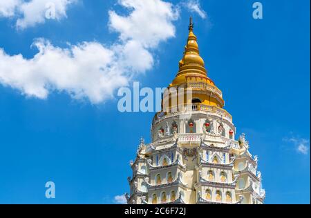 Top of the Ten Thousand Buddhas Pagoda at Kek Lok Si Temple, a buddhist temple in Air Itam, Penang, Malaysia Stock Photo